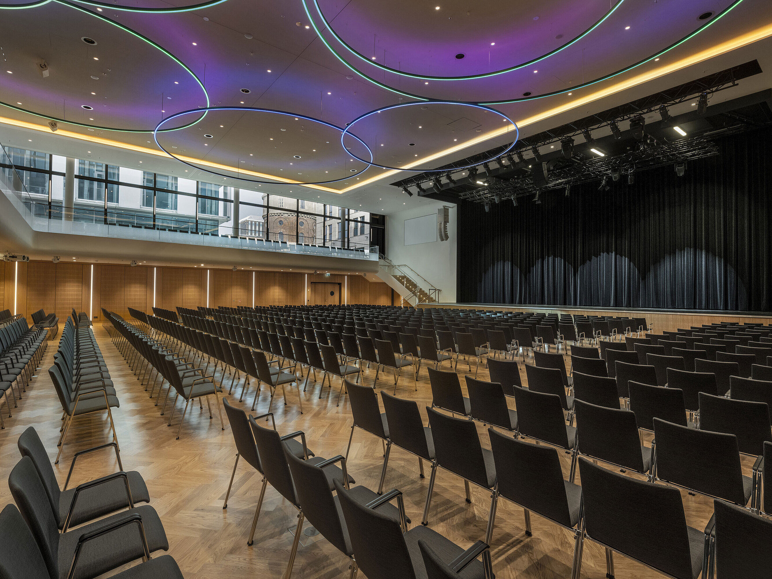 Ingolstadt Hall Modern event hall at Maritim Hotel Ingolstadt with stylish LED lighting and stage.