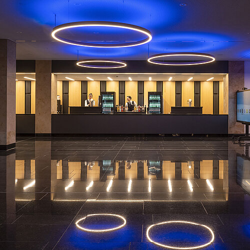 Bar Stylish hotel bar at Maritim Hotel Ingolstadt with modern lighting and friendly service.