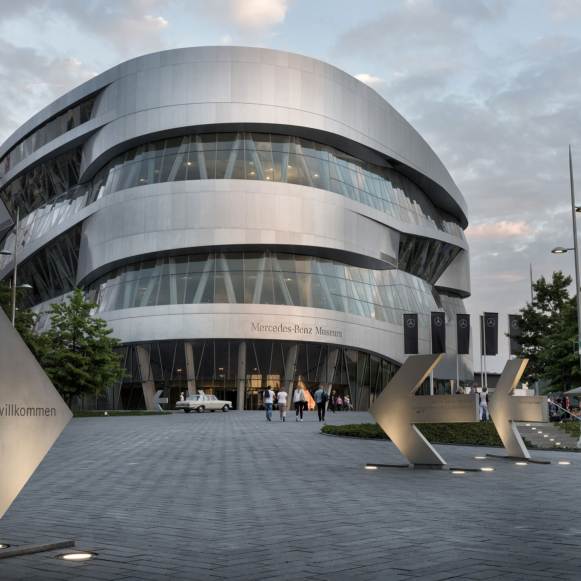 Mercedes Benz Museum Exterior view of the Mercedes-Benz Museum in Stuttgart with modern architecture