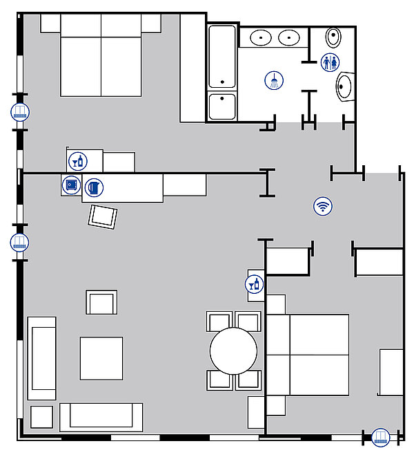 Plano de la habitación Grand Suite | Maritim Hotel Bellevue Kiel