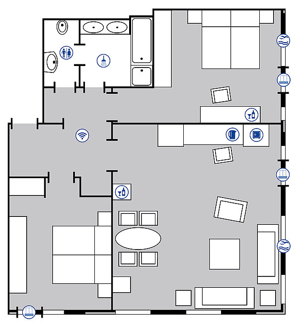 Plano de la habitación Suite Presidential | Maritim Hotel Bellevue Kiel