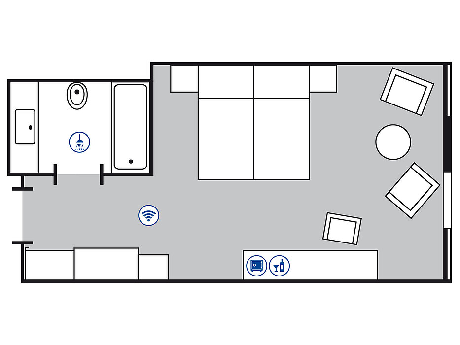 Planimetria della camera Superior | Maritim Hotel Köln Planimetria della camera Superior | Maritim Hotel Köln