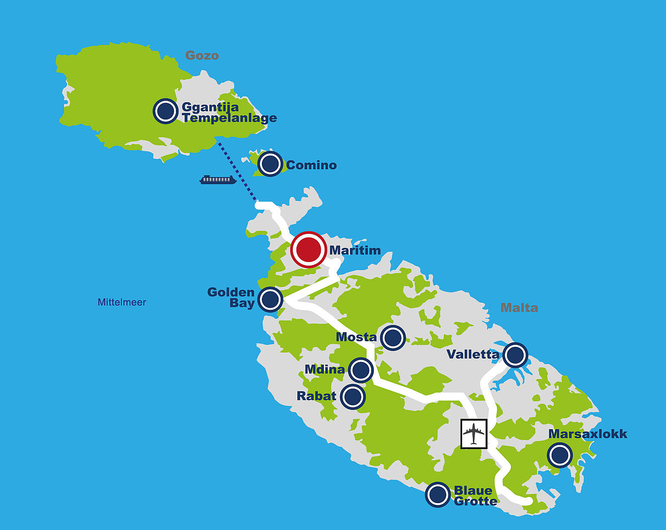 Plan d'accès Maritim Antonine Hotel & Spa Malta Plan d'accès Maritim Antonine Hotel & Spa Malta